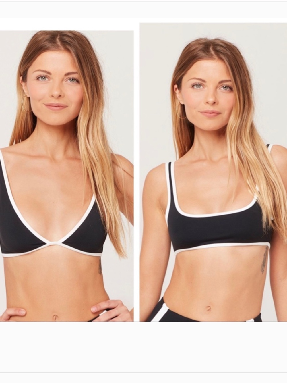 L*Space Mickee Reversible Black Bikini top with white trim size Large
